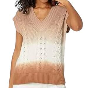 The Drop Camille Cable Cotton Sweater Vest Adobe Brown Terra Cotta Size S